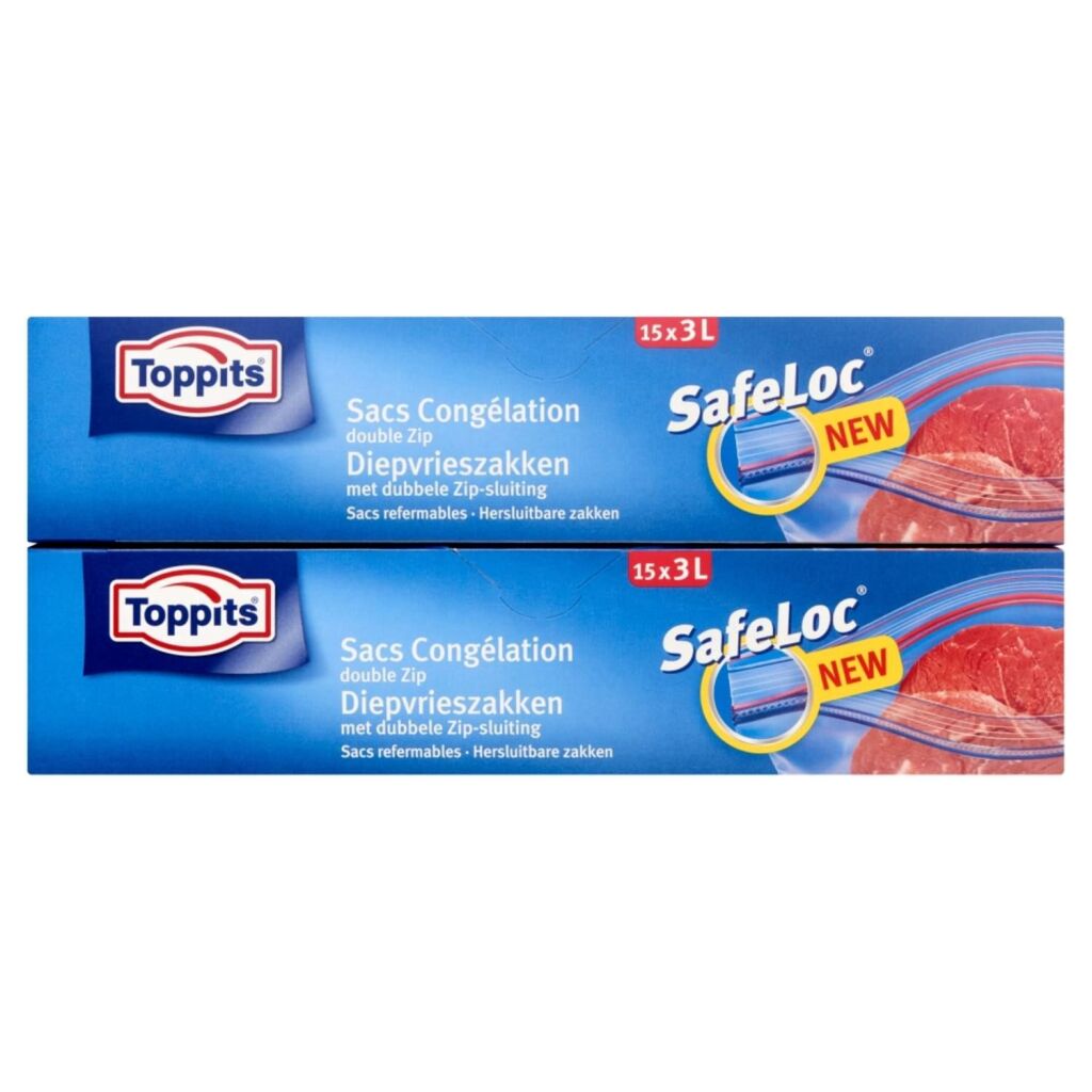 Toppits safeloc zip-diepvrieszakken 3l 15 stuks