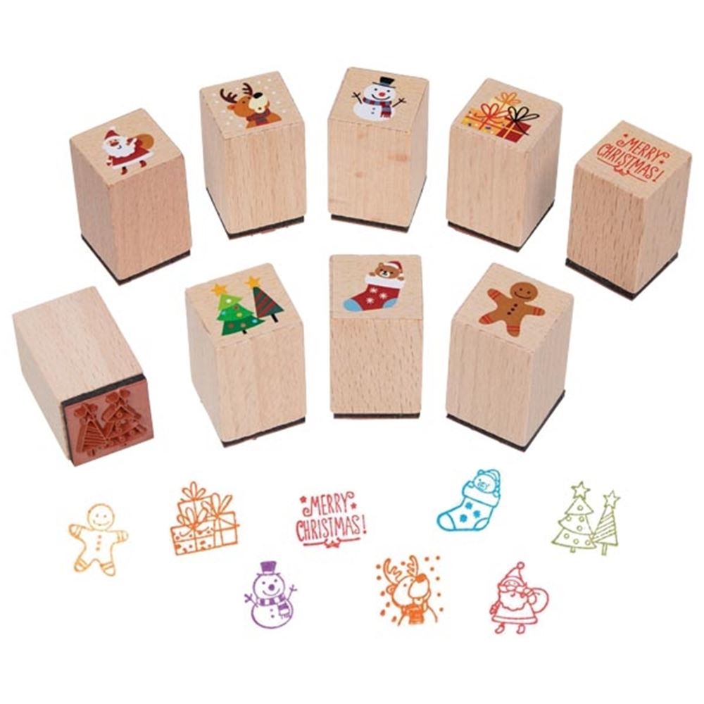 Houten Stempels kerst. 8 motieven. 3+