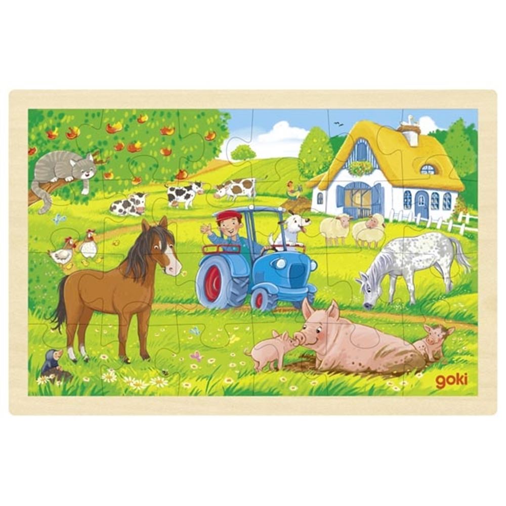 Goki Houten puzzel boerderij. 24 delig. 3+