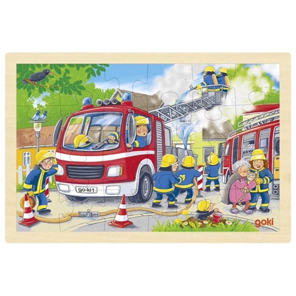 Goki Houten puzzel brandweer. 24 delig. 3+