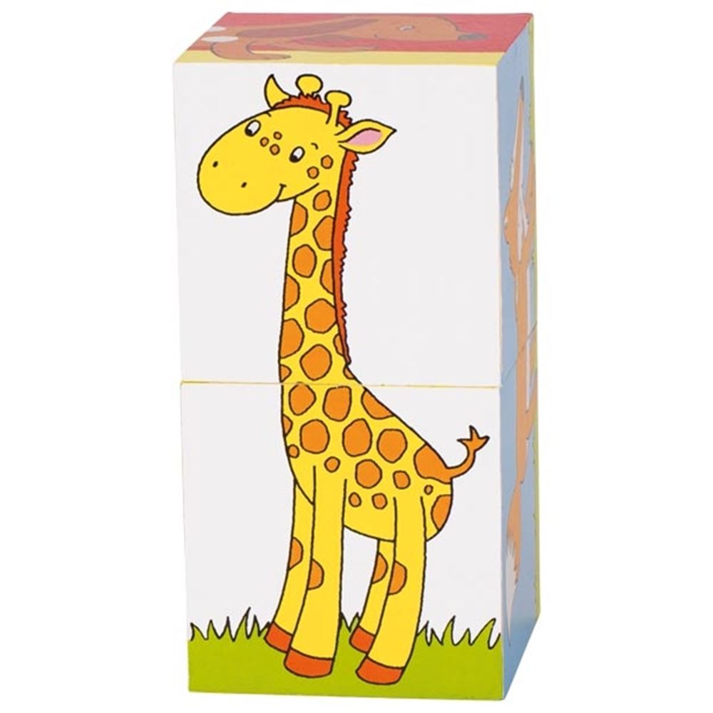 Goki Kubuspuzzel, dieren. 2 delig. 10x5x5 cm.