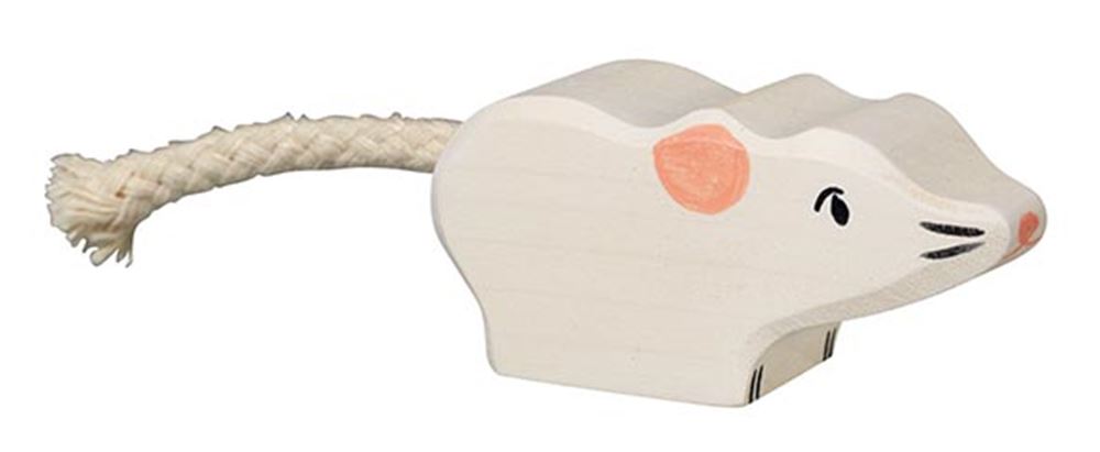 Holztiger Muis, wit. 5 cm.