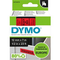 Tapes Dymo D1 polyester 12mmx7m zwart-rood glanzend