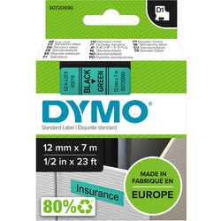 Tapes Dymo D1 polyester 12mmx7m zwart-groen glanzend