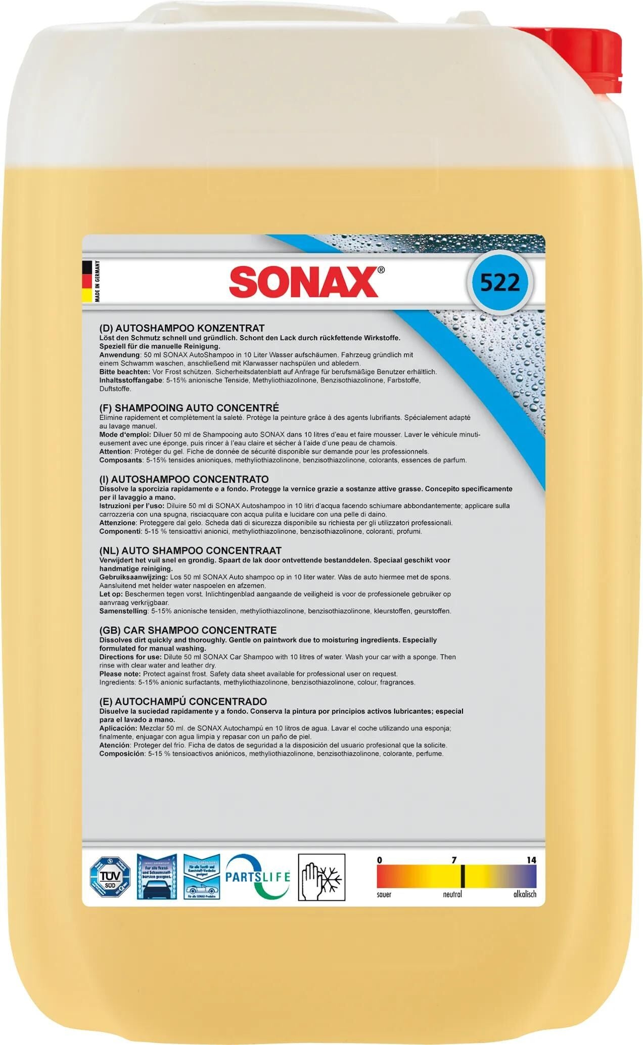 SONAX autoshampoo car shampoos 25ltr plastic canister