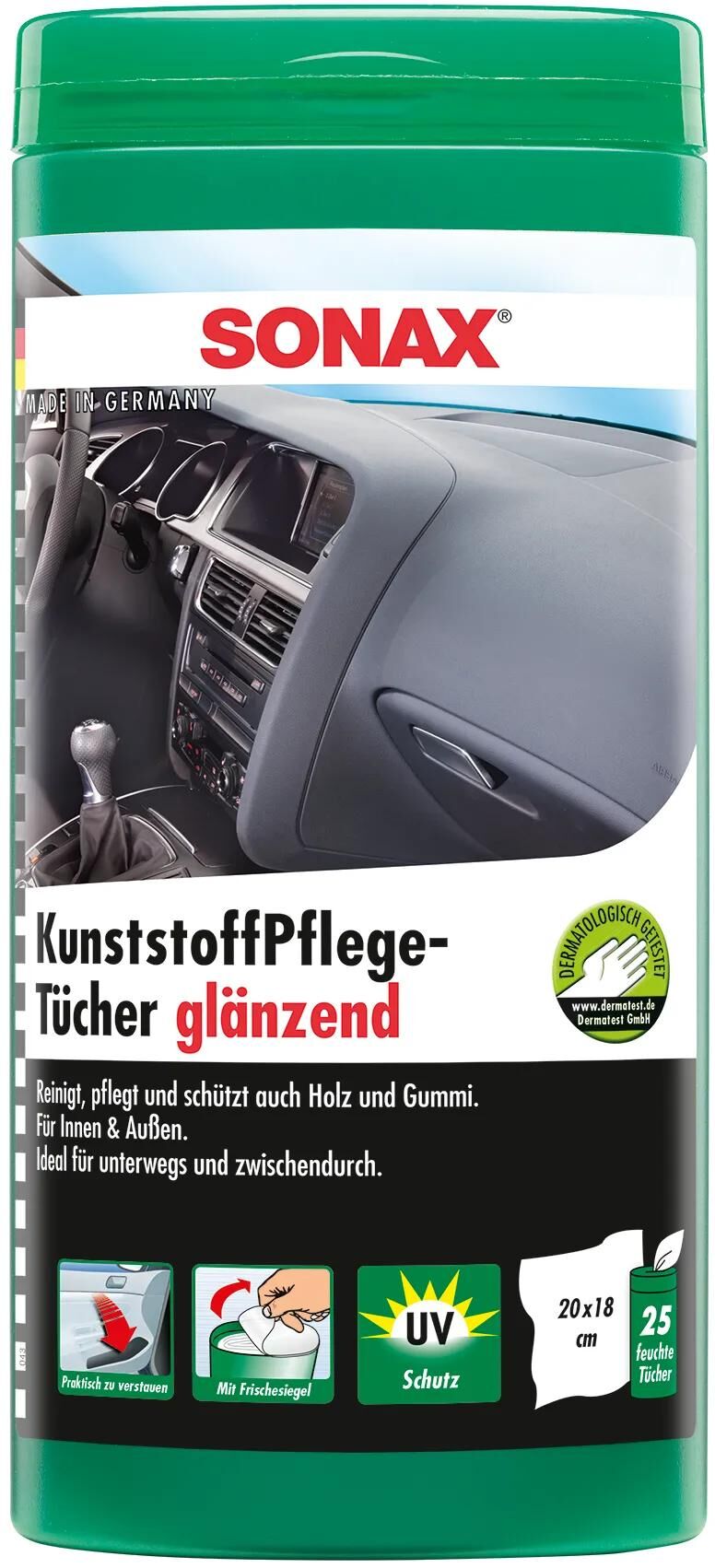 SONAX kunststoffpflegemittel kunststoffpflegetücher plastic care wipes