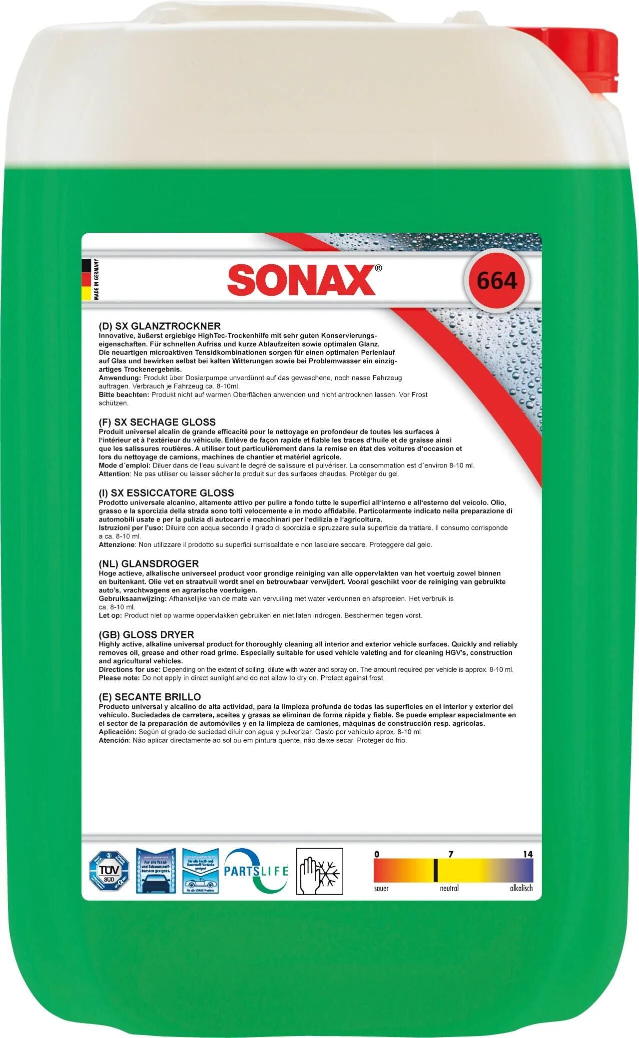 SONAX reinigungszusatz glanztrockner sx glanz dryer 25l