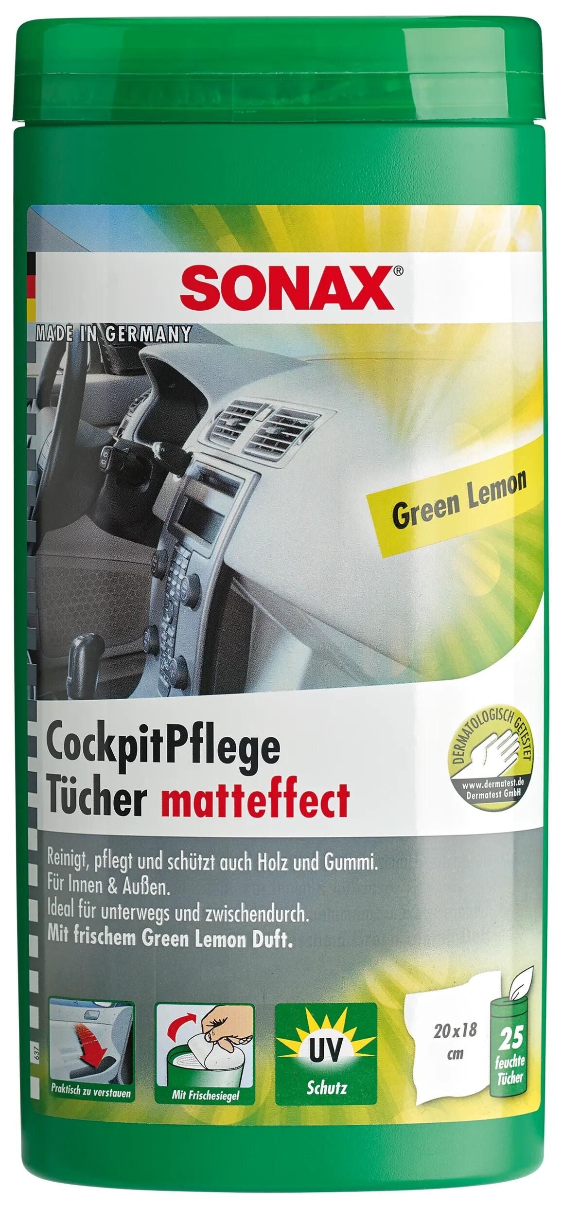 SONAX kunststoffpflege cockpitpflegetücher matteffect cockpit wipes box