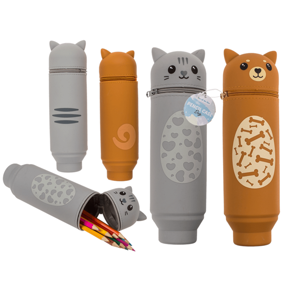 Etui Hond en kat. ca. 18x6 cm. 2 assorti