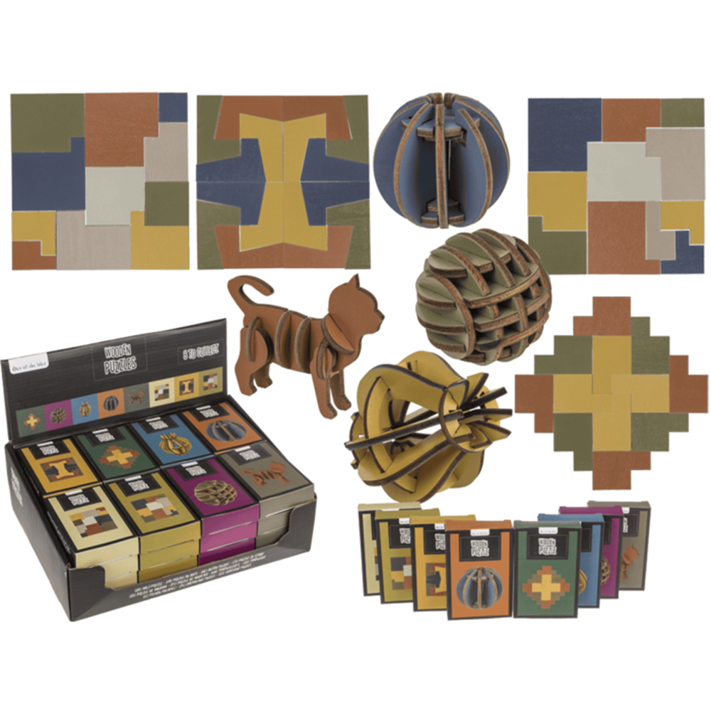 Dsp Houten puzzel, 8 assortie in doos.