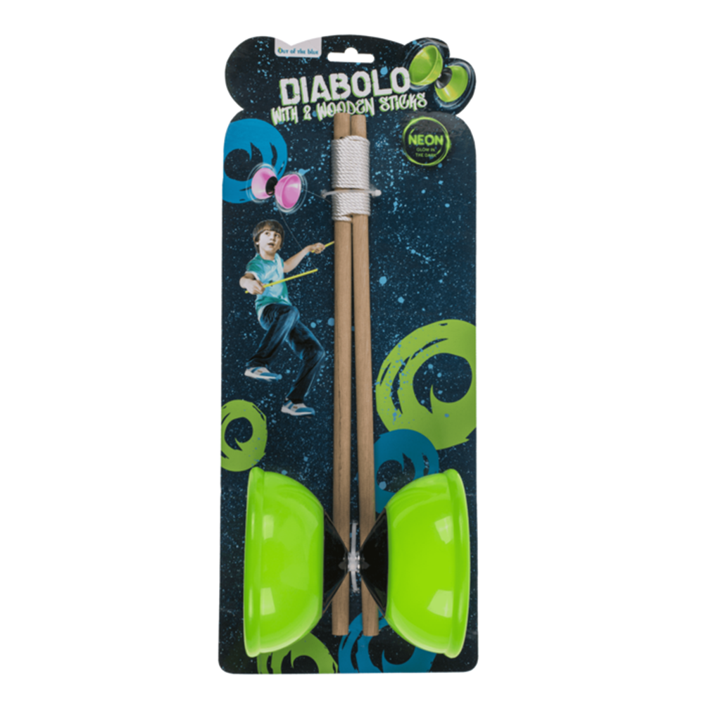 Diabolo met 2 stokjes, Glow in the Dark.