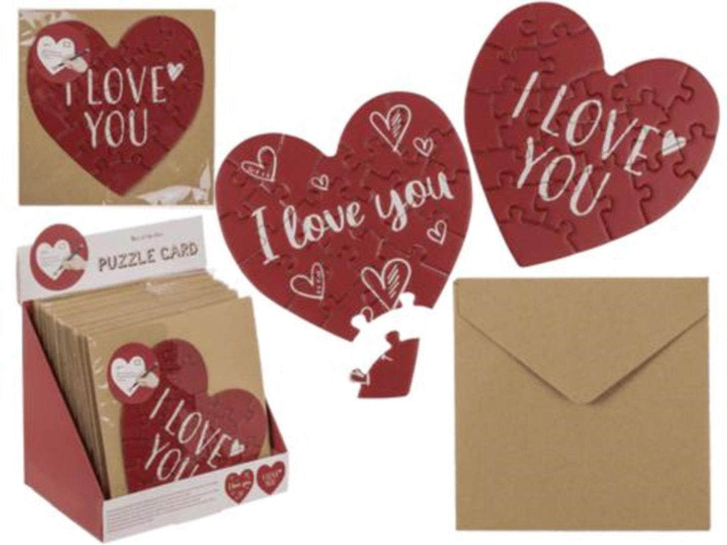 OOTB Puzzel kaart hart 20 stukjes met envelop