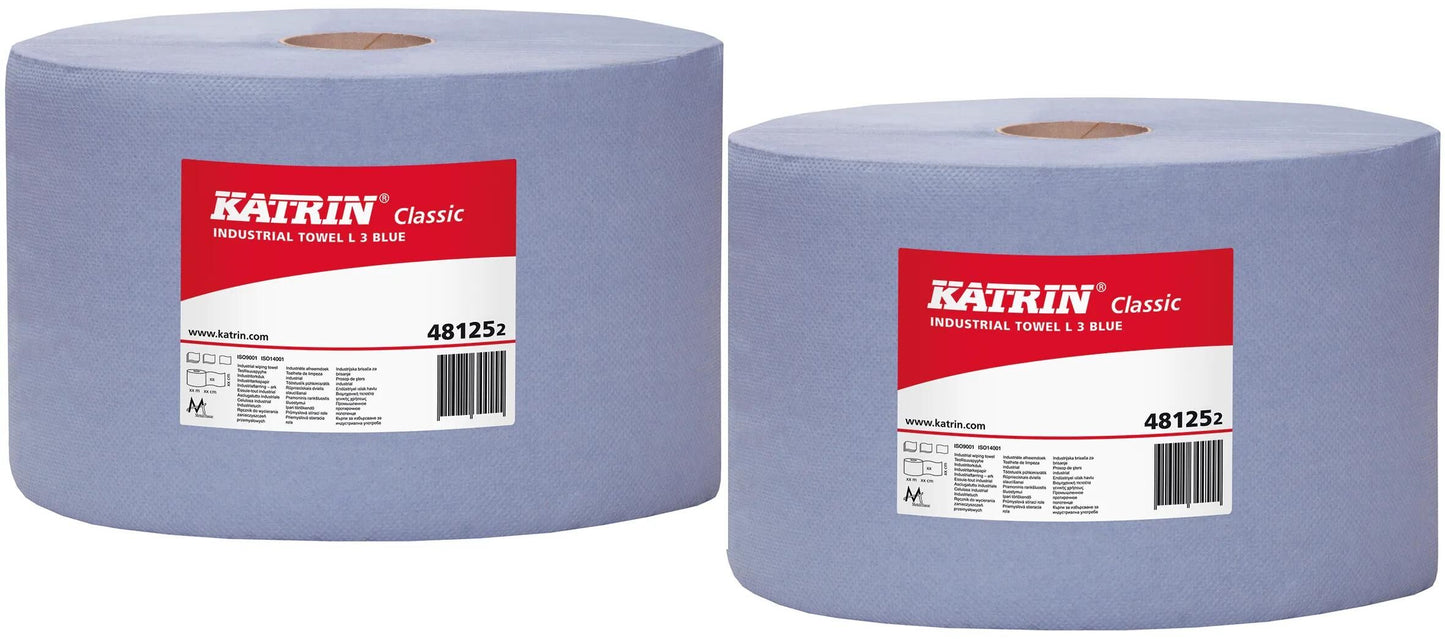 KATRIN putzpapier classic l3 cleaning roll blue 3-ply 500 sheet ve 2rl