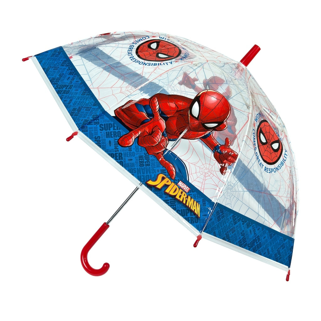 Undercover Spiderman kinderparaplu 66 cm blauw rood transparant