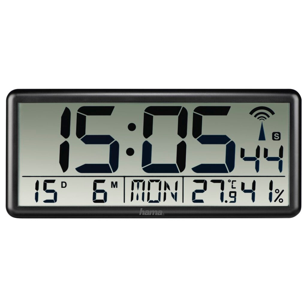 Hama digitale radiogestuurde wandklok jumbo zwart
