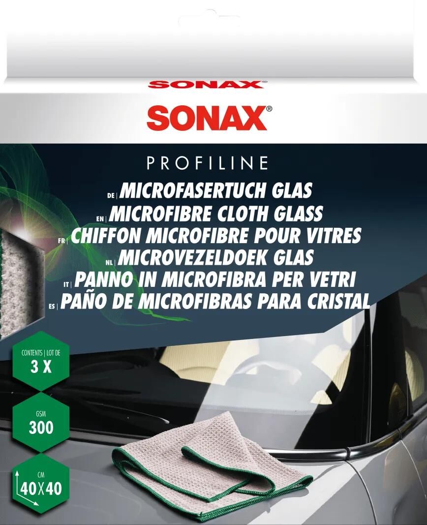 SONAX microfasertuch glas microfiber cleaning cloth 3pcs.