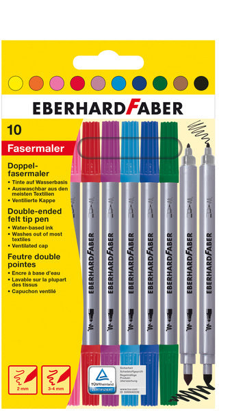 Eberhard Faber ef-550010 viltstiften duo 0,8+1-3mm assorti etui à 10stuks