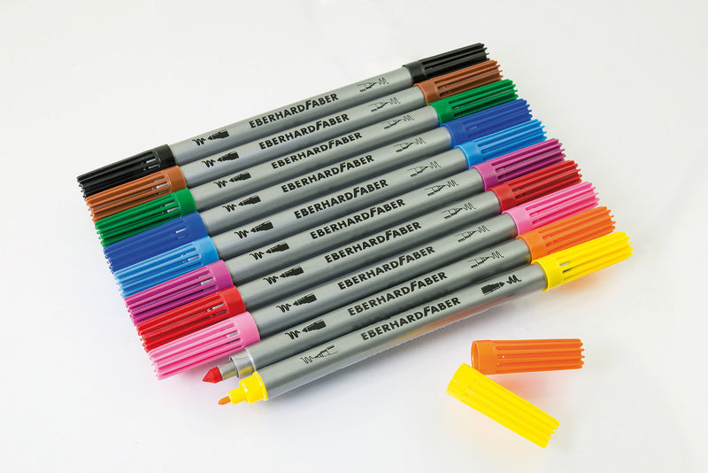 Eberhard Faber ef-550010 viltstiften duo 0,8+1-3mm assorti etui à 10stuks