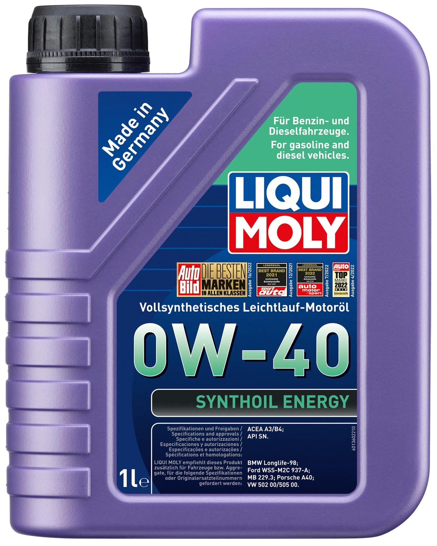 LIQUI MOLY motoröl synthoil energy motoroel synthoil energy lm 0w-40 1 liter