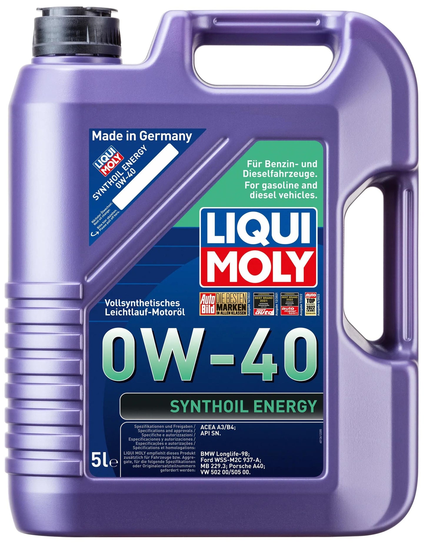 LIQUI MOLY motoröl synthoil energy motoroel synthoil energy lm 0w-40 5 liter