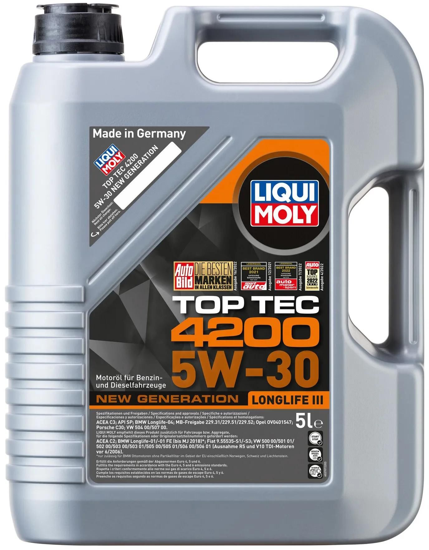 LIQUI MOLY motoröl top tec 4200 new generation top tech 4200 5w-30 5l motoroil