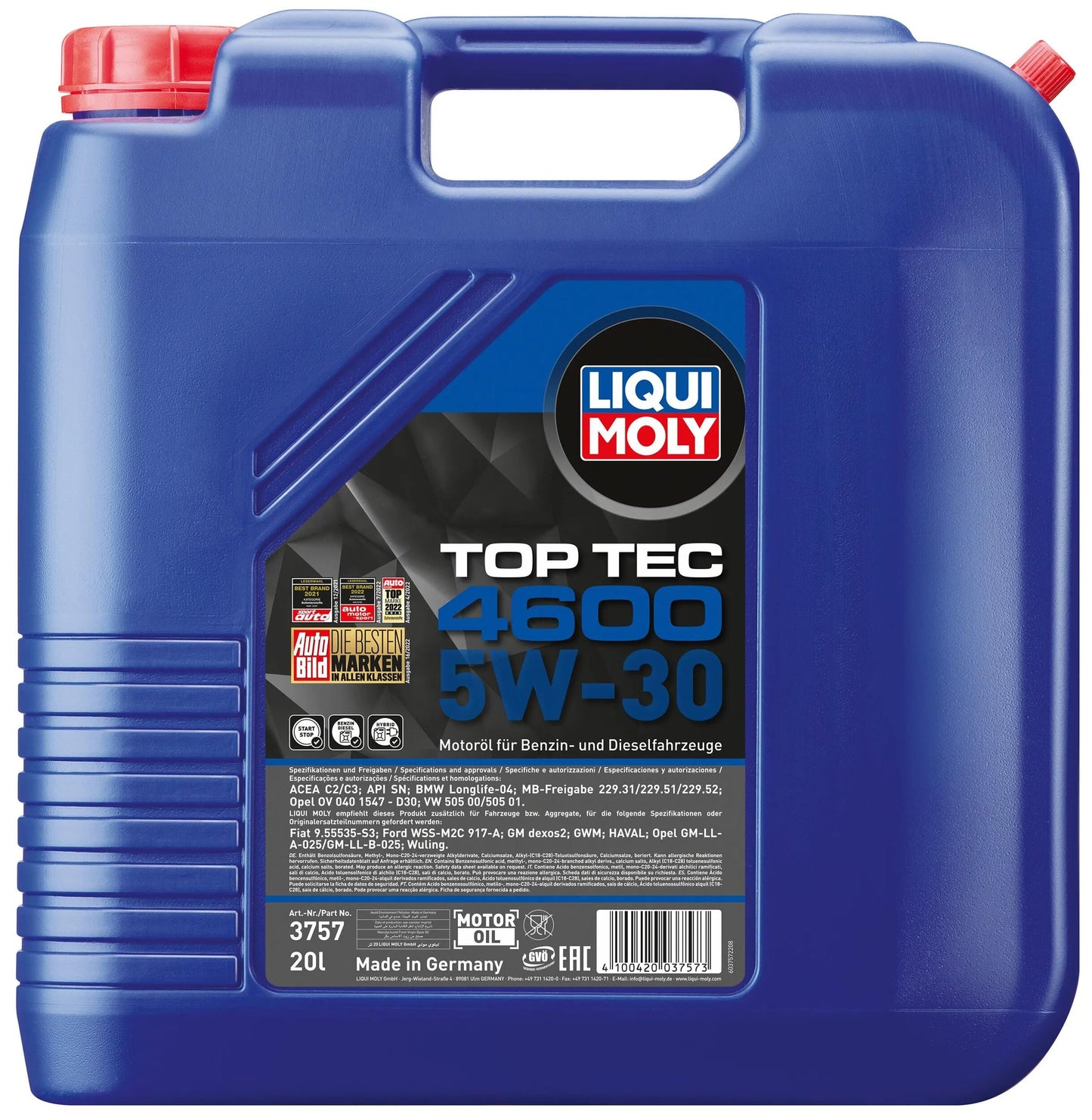 LIQUI MOLY motoröl top tec 4600 motoroil 5w30 20l top tec 4600