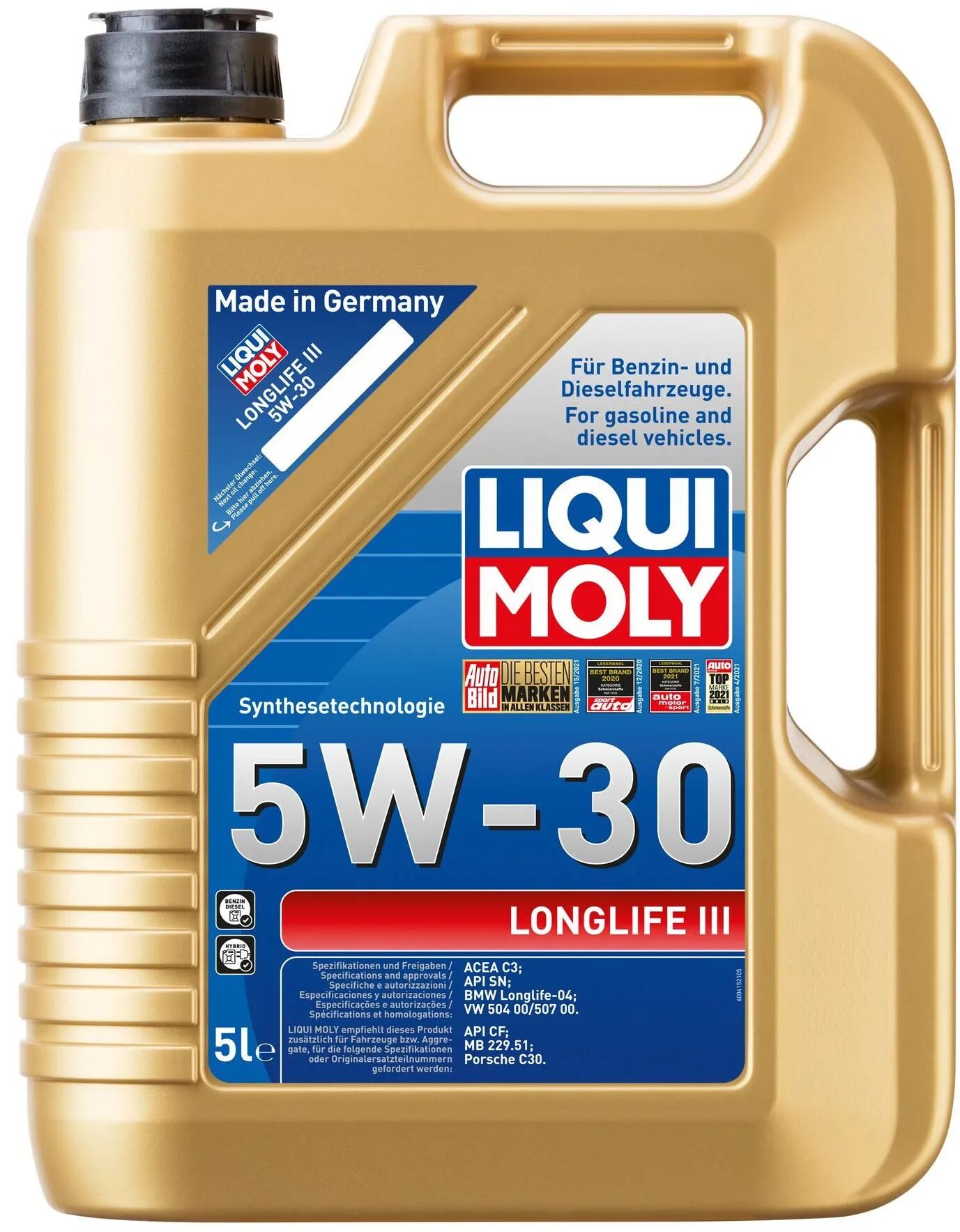 LIQUI MOLY motoröl longlife iii motoroil 5w-30 ll-iii 5l