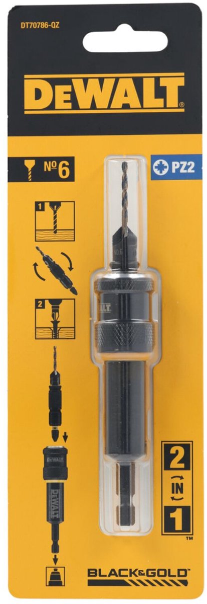 DeWalt dt70786 flip drive: voorboor, verzinkboor nr.6 + schroefbit pz2 + houder