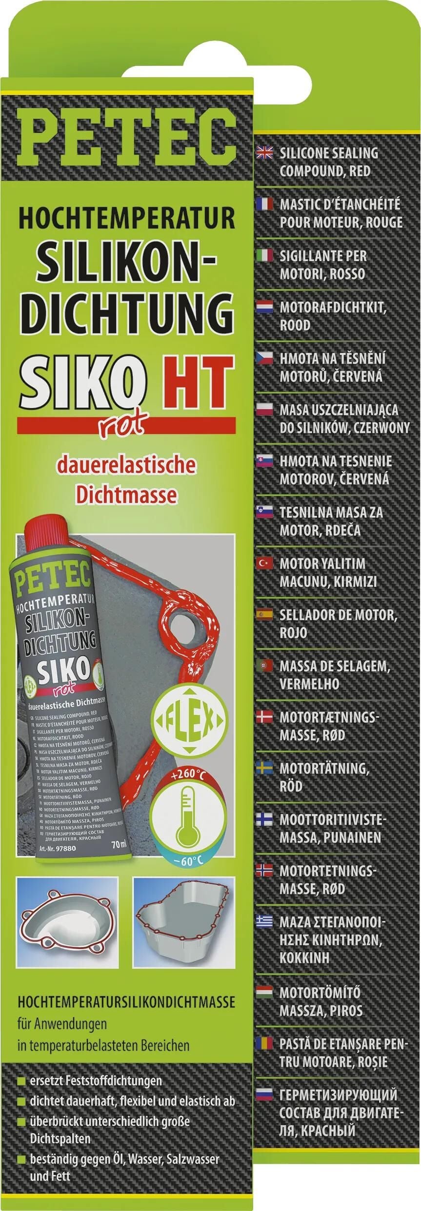 PETEC dichtmasse silicone seal 70 ml red
