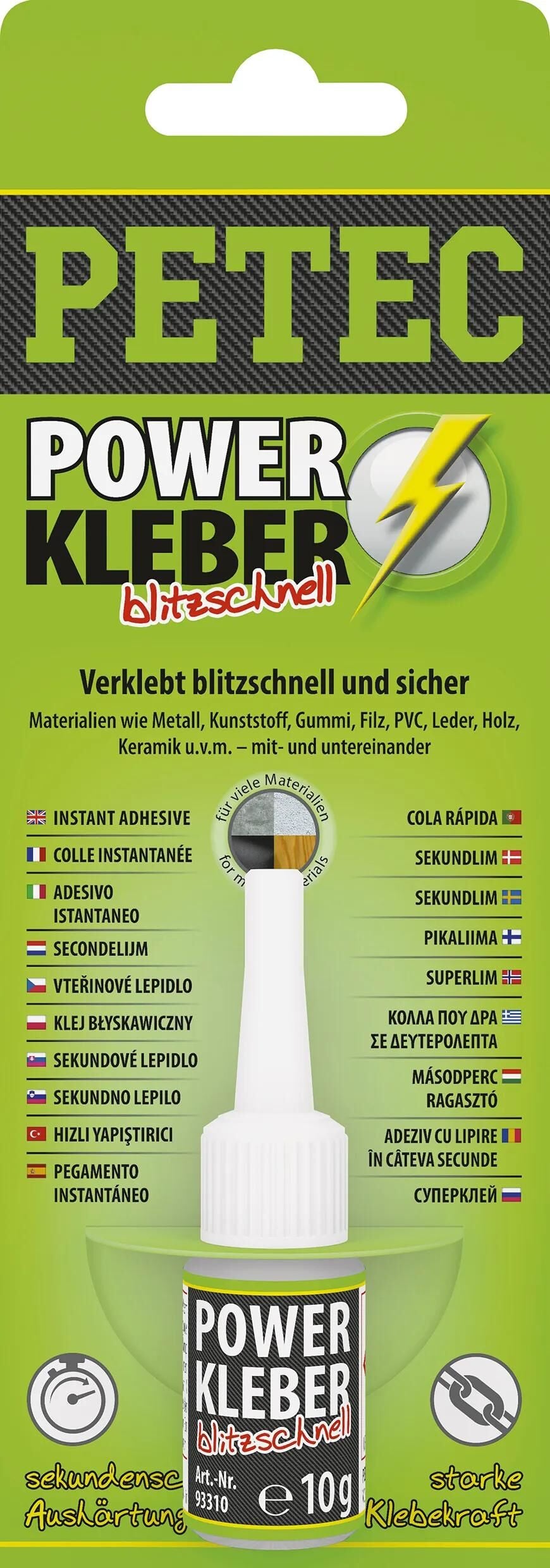 PETEC universalklebstoff power kleber blitzschnell second adhesive 10g sb water bottle