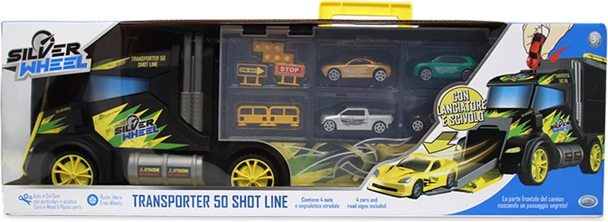 Online Retail Shop Vrachtauto silver wheels transporter met 4 auto's