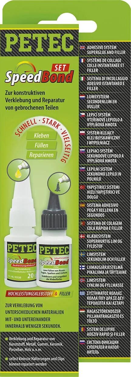 PETEC universalklebstoff speedbond high performance adhesive speedbond m.filler