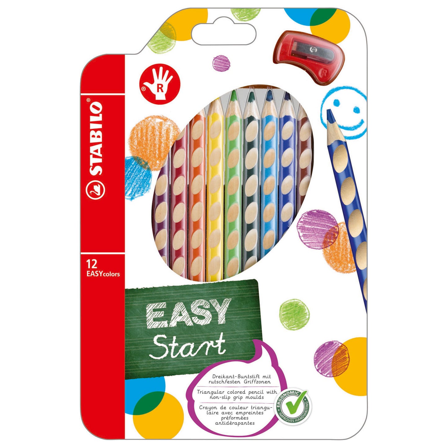 STABILO easycolors kleurpotloden rechtshandig - 12 st. + puntenslijper