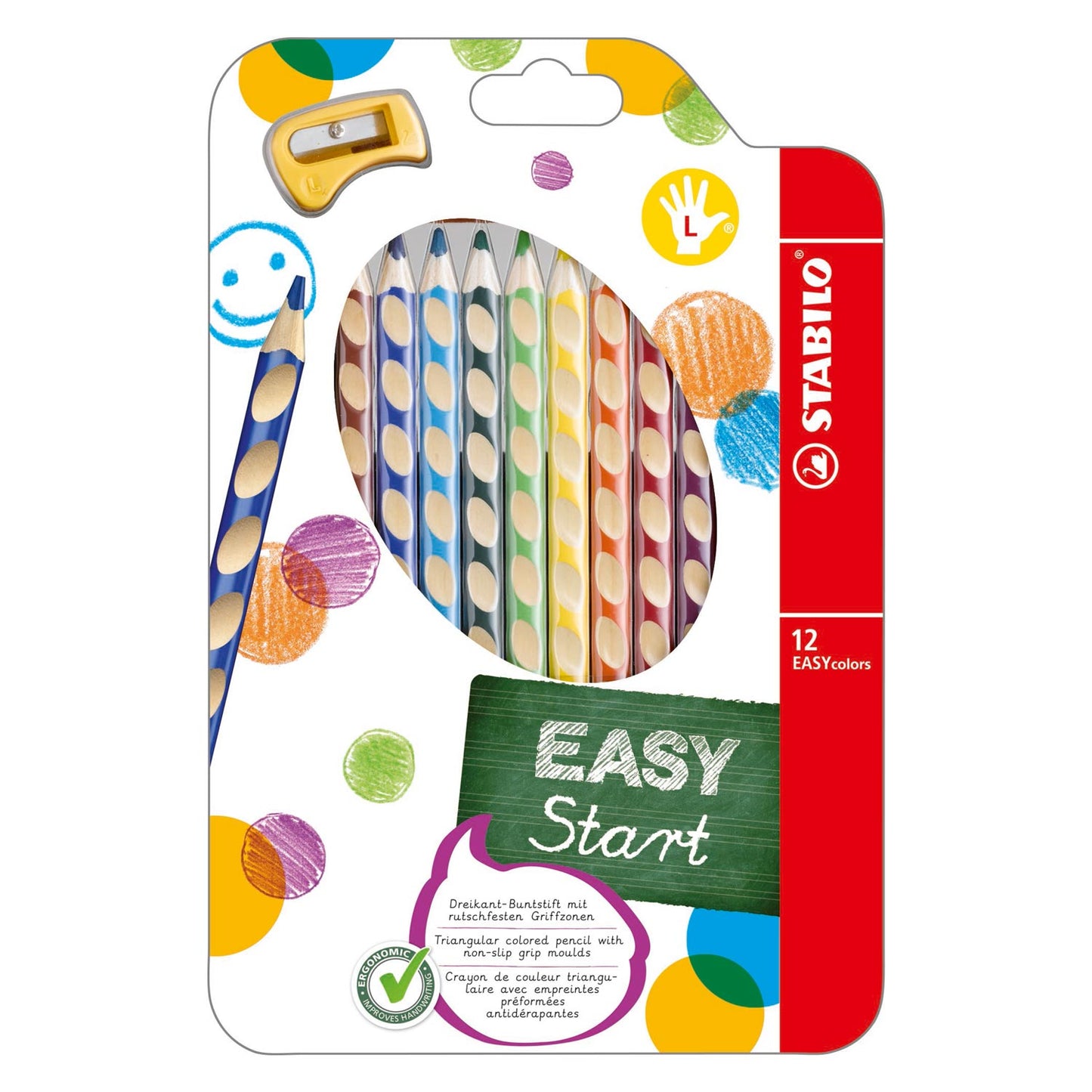 STABILO easycolors kleurpotloden linkshandig - 12 st. + puntenslijper