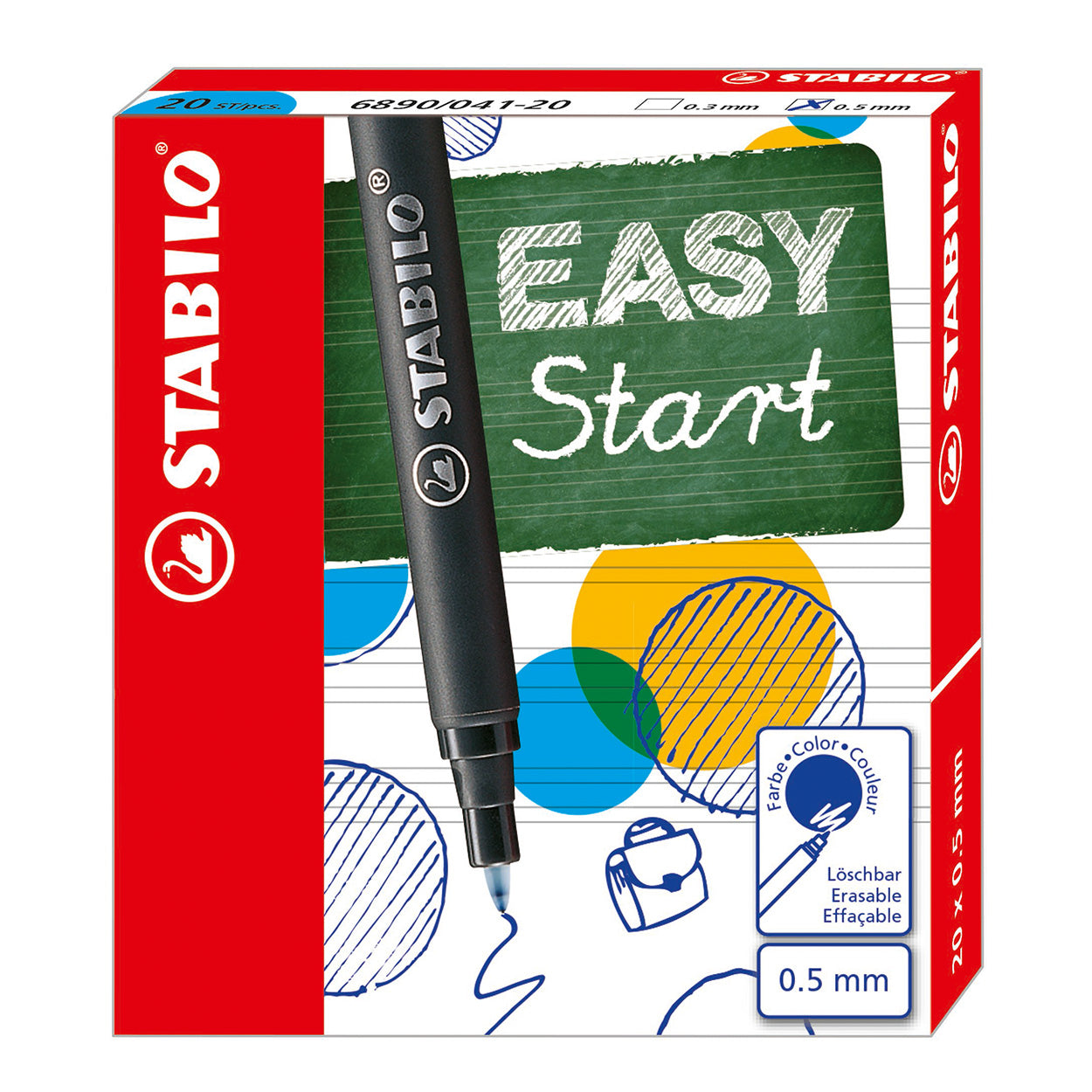 STABILO easyoriginal - navulling medium - 20 stuks - blauw