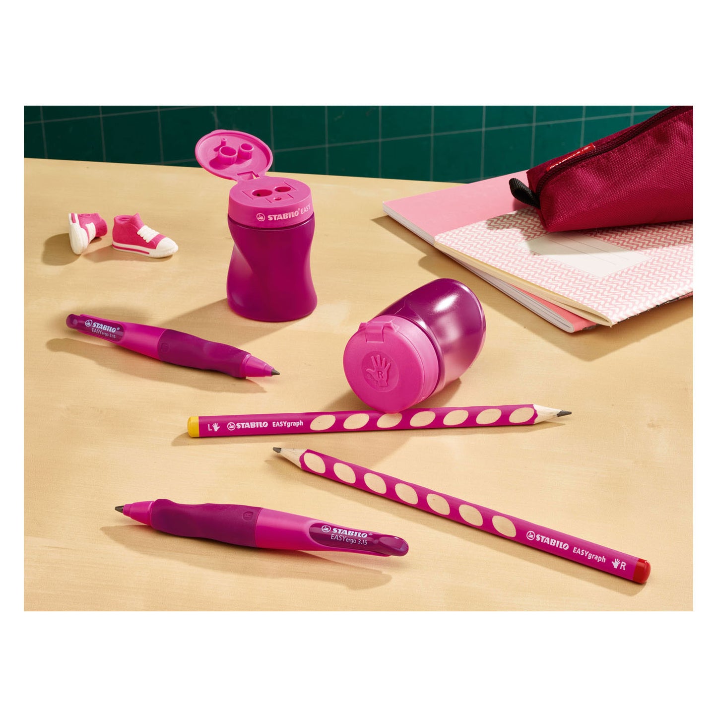 STABILO easysharpener - 3 in 1 puntenslijper - rechts - roze