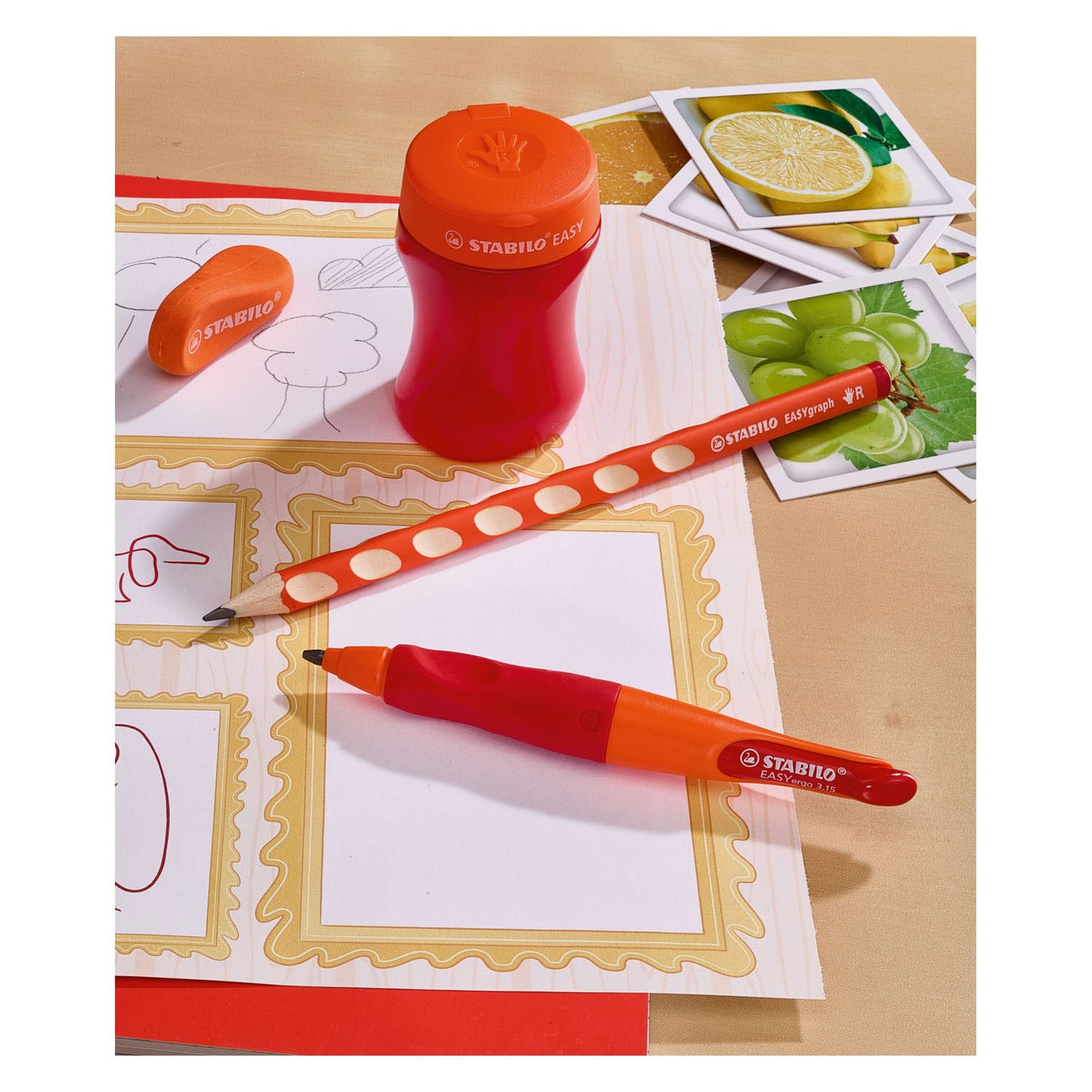 STABILO easysharpener - 3 in 1 puntenslijper - rechts - rood