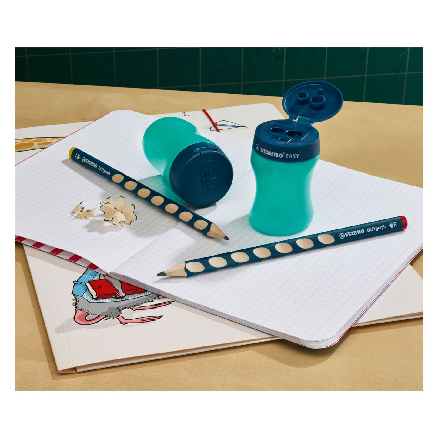 STABILO easysharpener - 3 in 1 puntenslijper - rechts - petrol