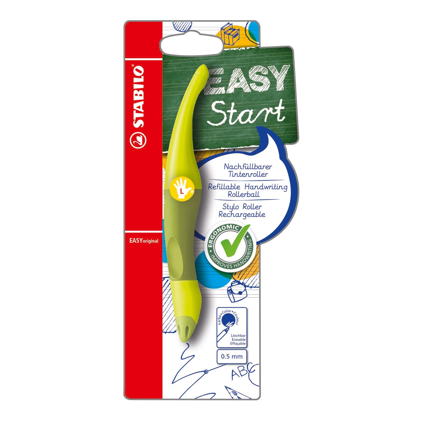 STABILO easyoriginal - ergonomische rollerball - linkshandig - lime