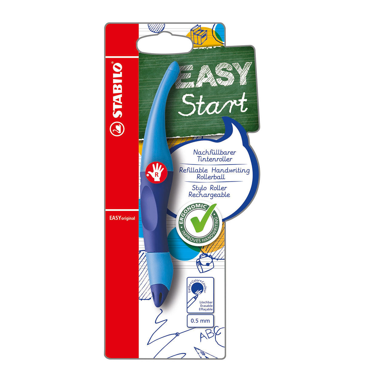 STABILO easyoriginal - ergonomische rollerball - rechtshandig - blauw
