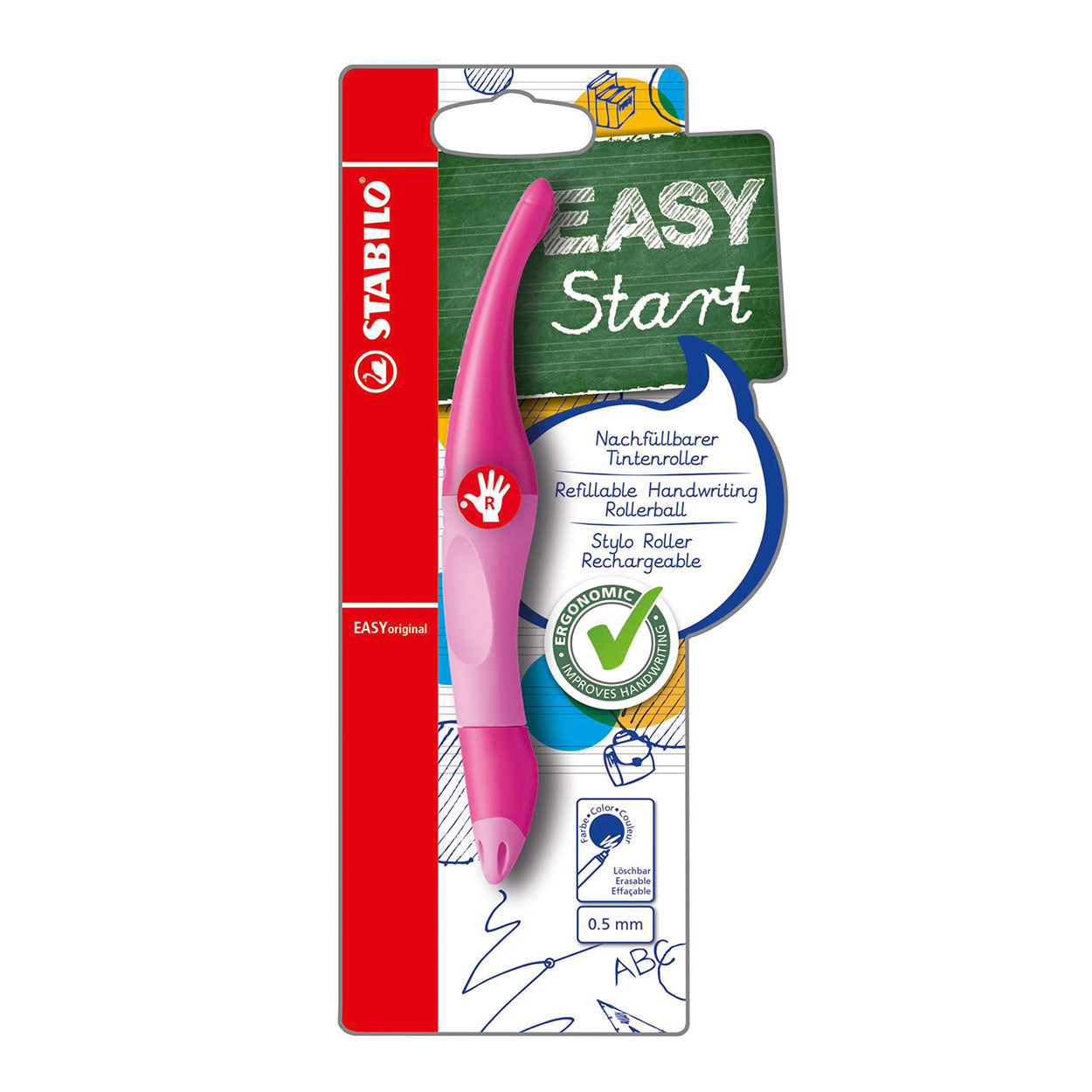 STABILO easyoriginal - ergonomische rollerball - rechtshandig - roze