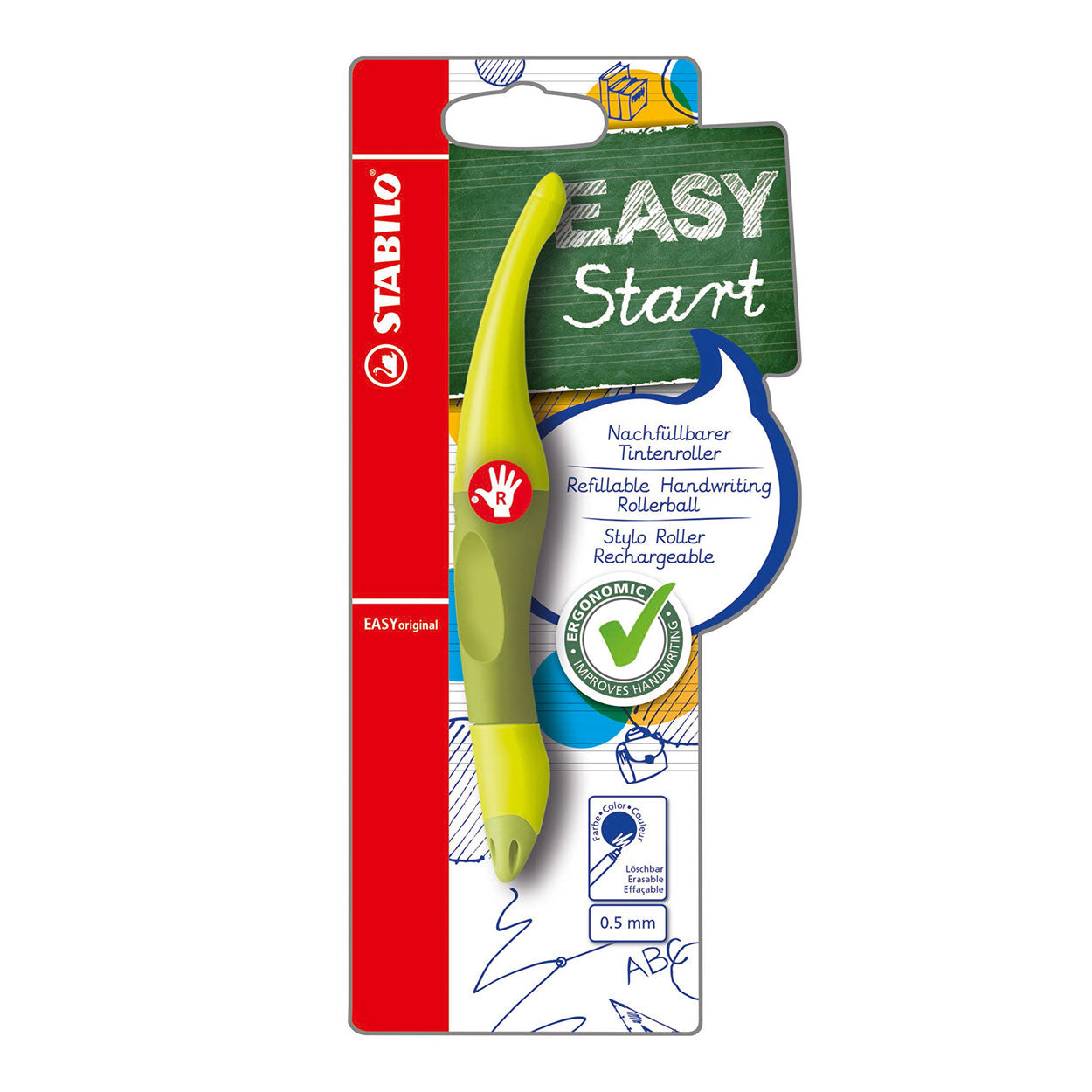STABILO easyoriginal - ergonomische rollerball - rechtshandig - lime