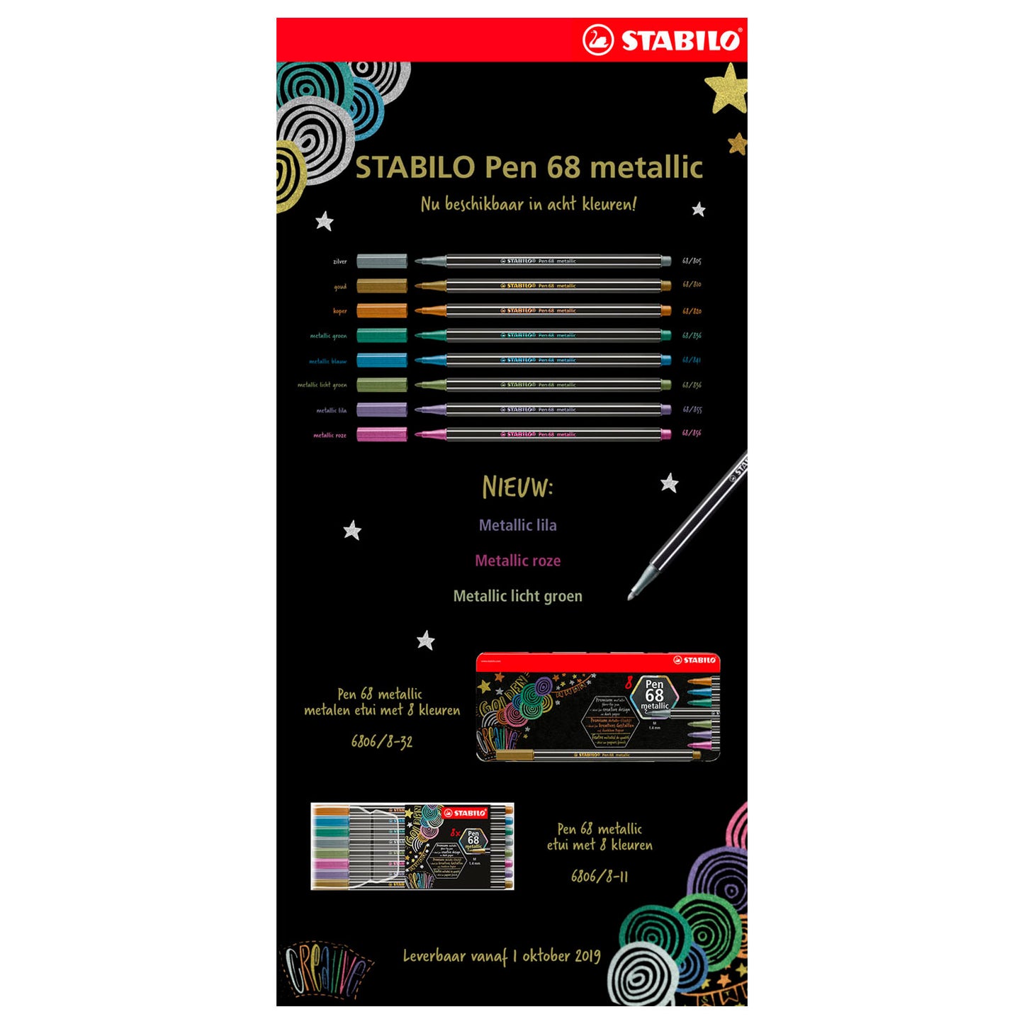 Stabilo pen 68 metallic etui 8 kleuren