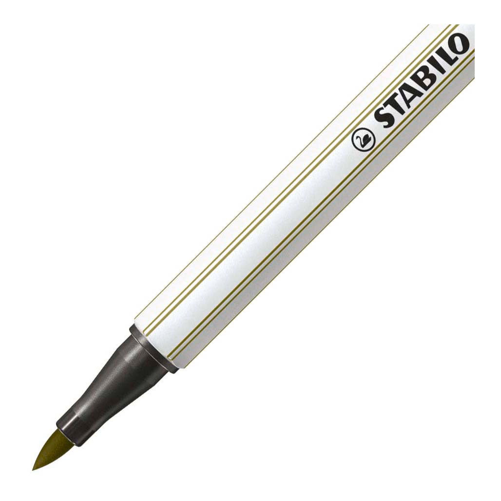 Stabilo pen 68 brush - viltstift - modder groen (37)