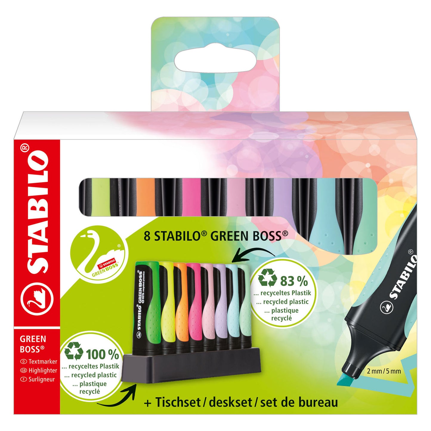STABILO green boss pastel - markeerstift - 8 stuks deskset