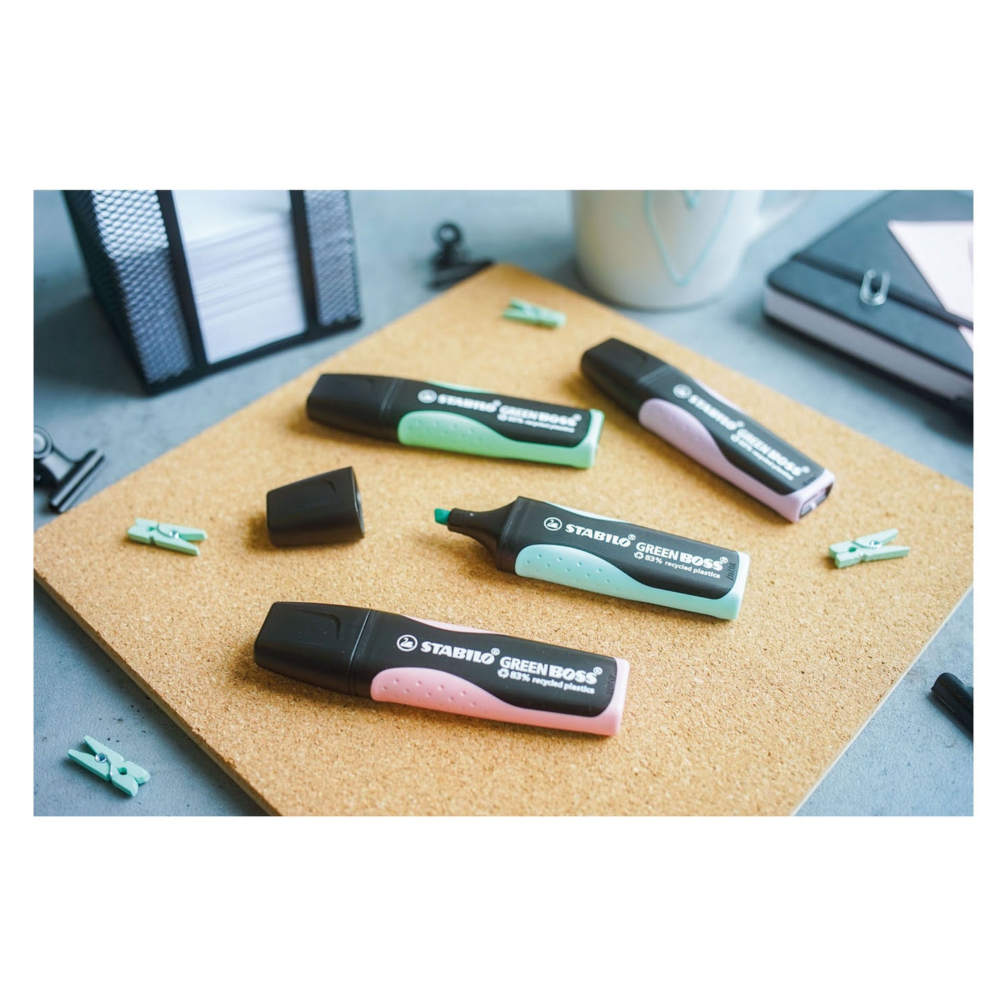 STABILO green boss pastel - markeerstift - 8 stuks deskset