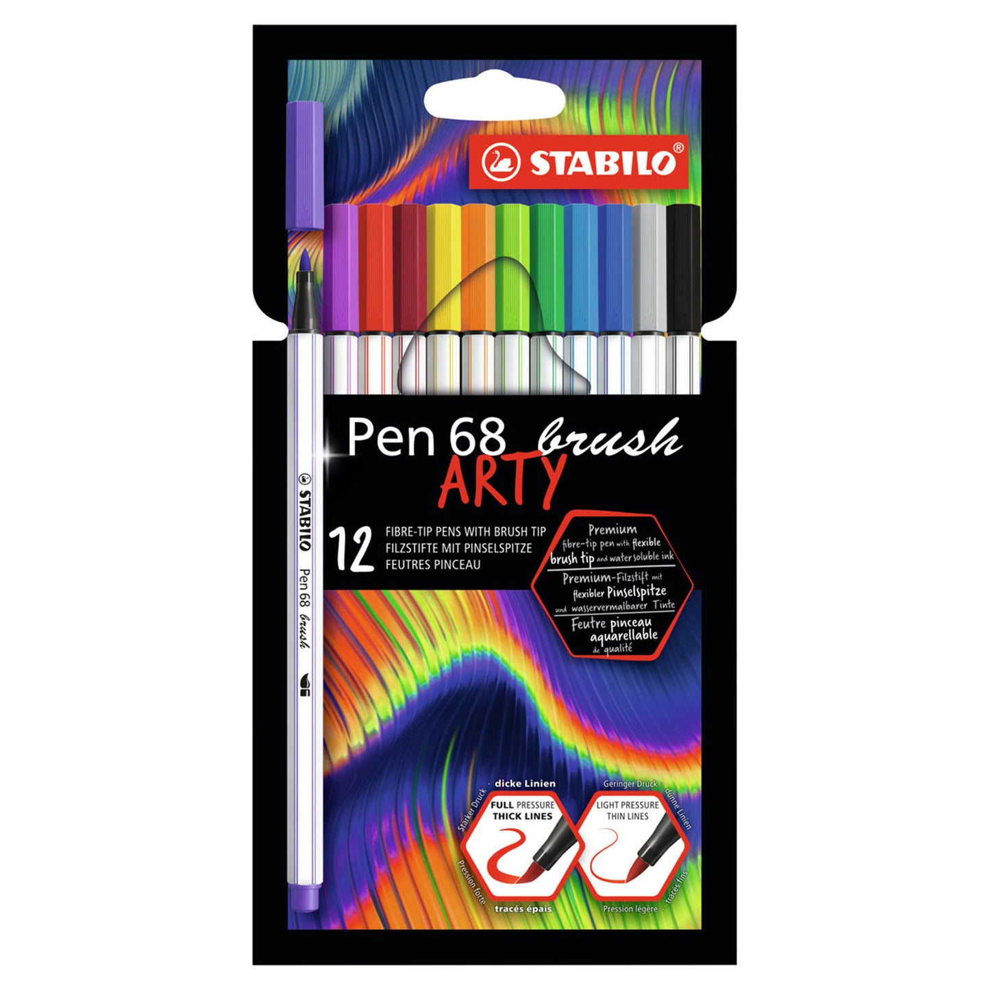 STABILO pen 68 brush - viltstift - arty - set met 12 stuks