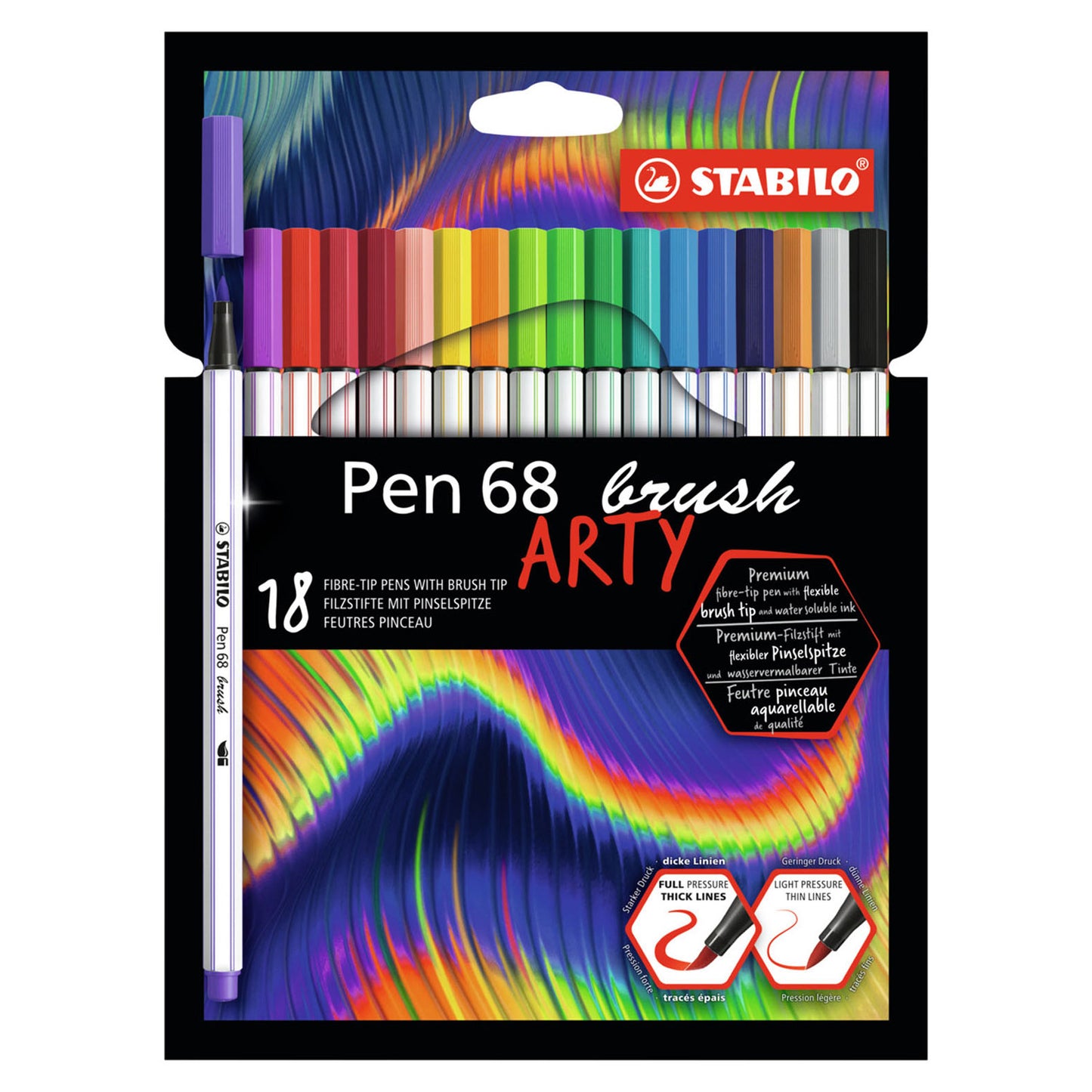 STABILO pen 68 brush - viltstift - arty - set met 18 stuks