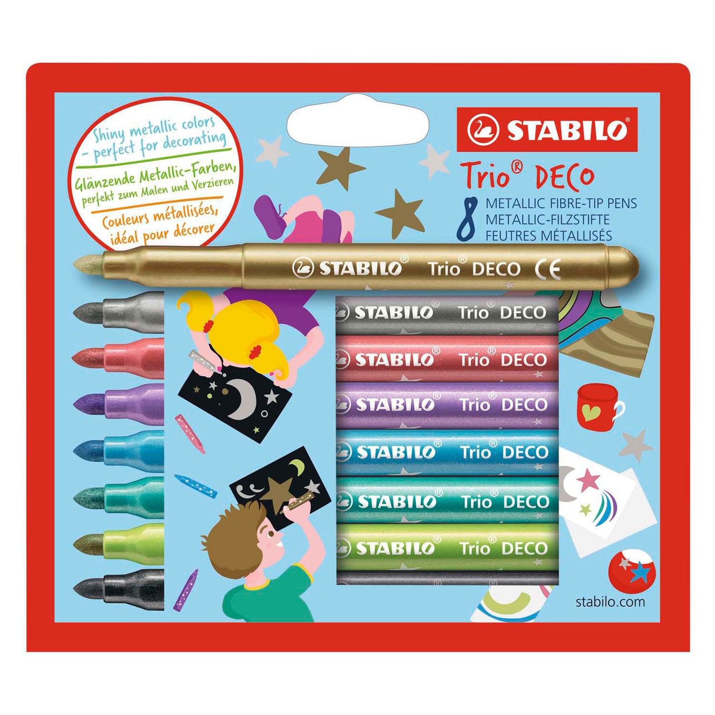 STABILO trio deco - metallic viltstift - etui met 8 stuks