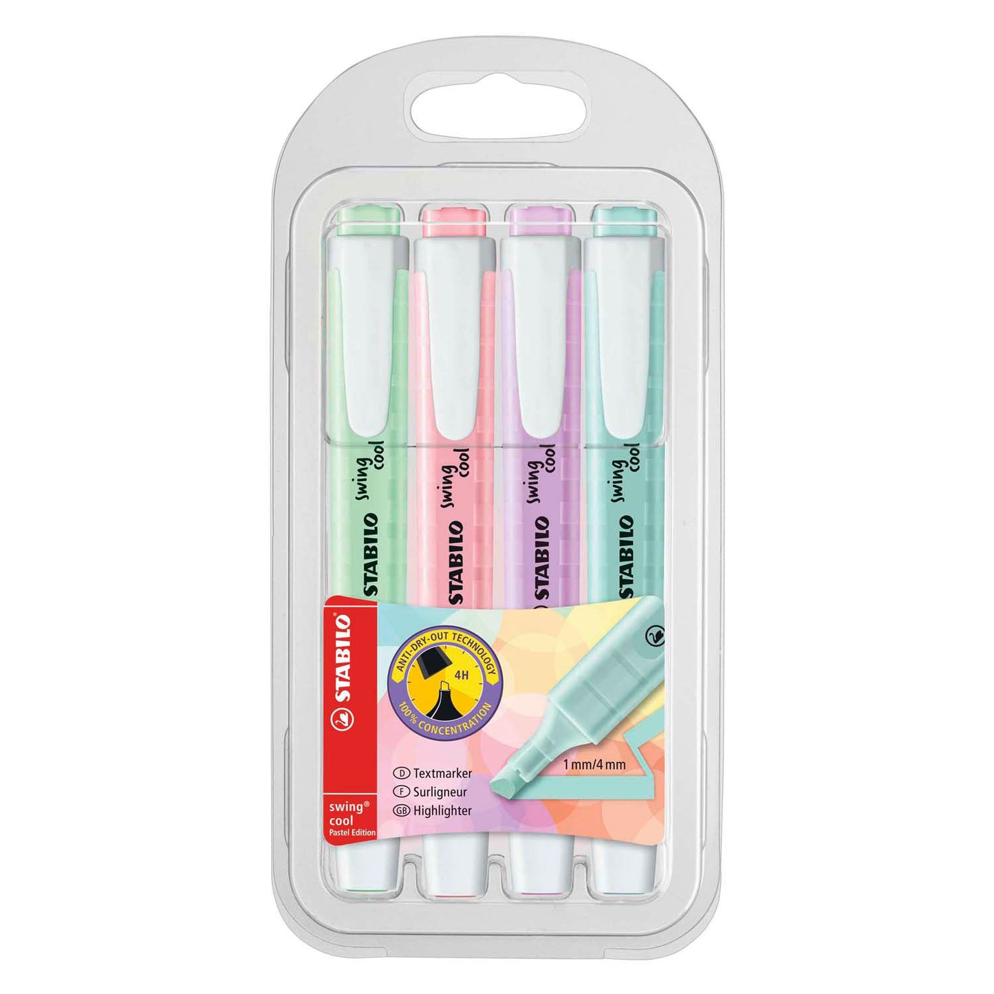STABILO swing cool pastel - markeerstift - set met 4 stuks